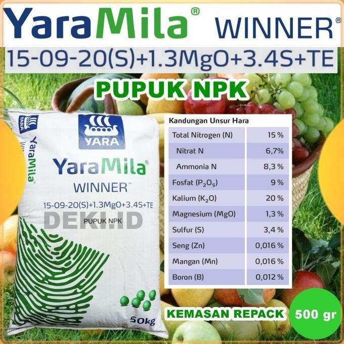 

Terlaris Pupuk Npk Winner Yaramila 15 09 20 S Plus Mgo Sulfur Boron Te Repack