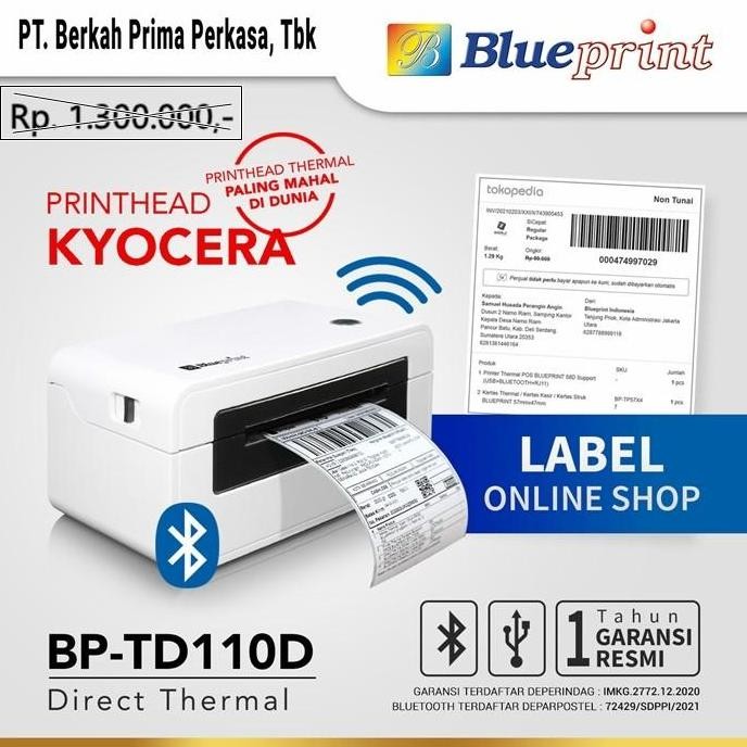 DISKON BLUEPRINT PRINTER THERMAL LABEL BLUETOOTH BP-TD110D - BP TD110D