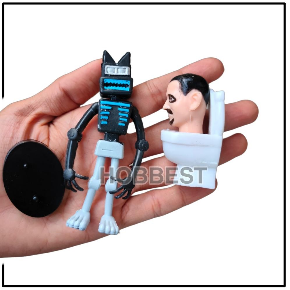 &$** Action Figure Skibidi Toilet Set - Miniatur Pajangan Mainan Kepala Radio TV Man Topper Kue Sire