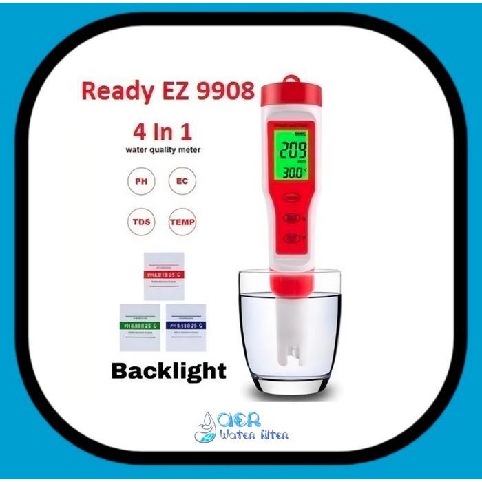 Alat Ukur Air Ph Tds Ec Temperature Meter Tester Ez-9908 -  Tds Meter 4 In 1 Original Dan Terpercaya