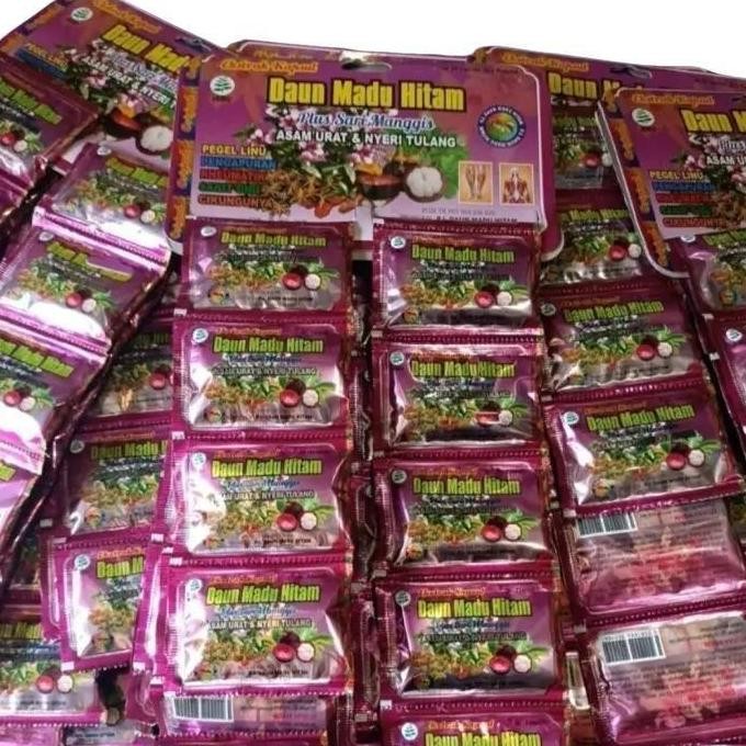 BARU DAUN MADU HITAM PLUS SARI MANGGIS 20 SACHET 40 KAPSUL ASAM URAT DAN PEGAL LINU
