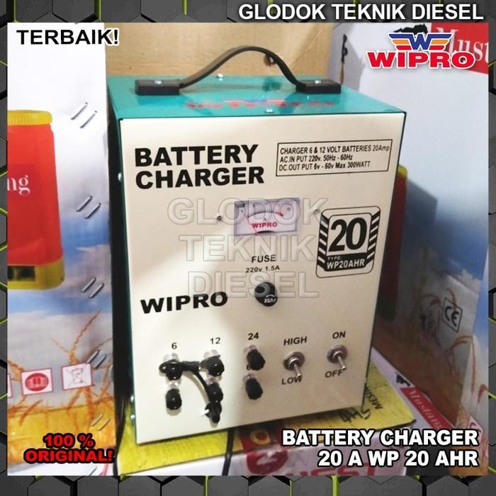 Wipro Charger Aki Mobil Motor 20 A Battery Charger 20 Ahr Cas Aki Original Dan Terpercaya