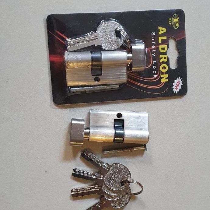 silinder kunci pintu knop putar aldron babet kuningan 4 anak kunci Asli