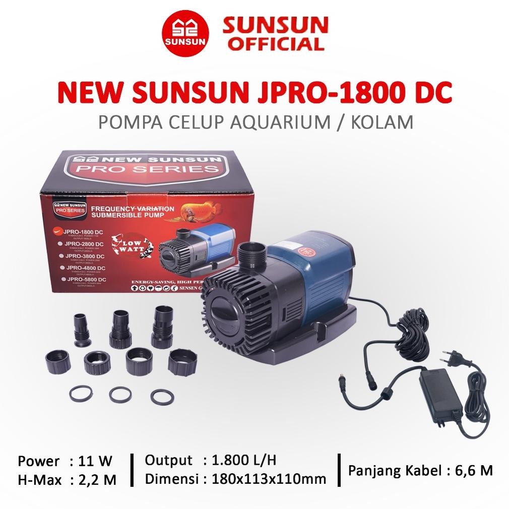 RIMBA-12 NEW SUNSUN JPRO 1800 DC POMPA CELUP KOLAM AQUARIUM