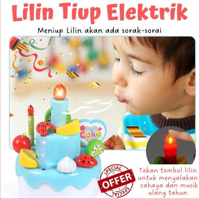 tersedia lilin tiup elektrik / mainan kue ulang tahun birthday cake musik lampu