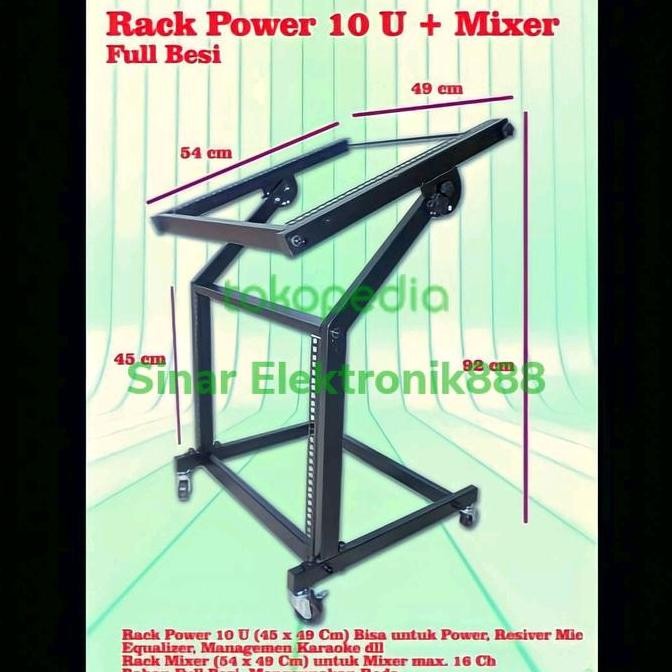 RACK POWER 10 U + MIXER AUDIO / RAK TEMPAT ACC SOUND SYSTEM Termurah