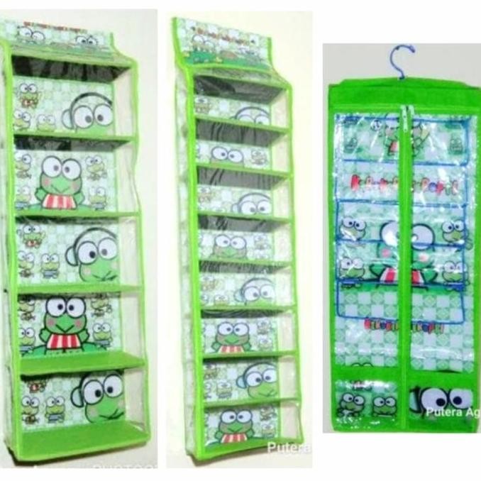 Rak Gantung Karakter Resleting 3 in 1 Sepatu Tas Jilbab Rak Plastik Termurah