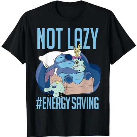 Pinky Project - Kaos Disney Lilo & Stitch Not Lazy Energy Saving T-Shirt Premium Cotton Combed 24s U