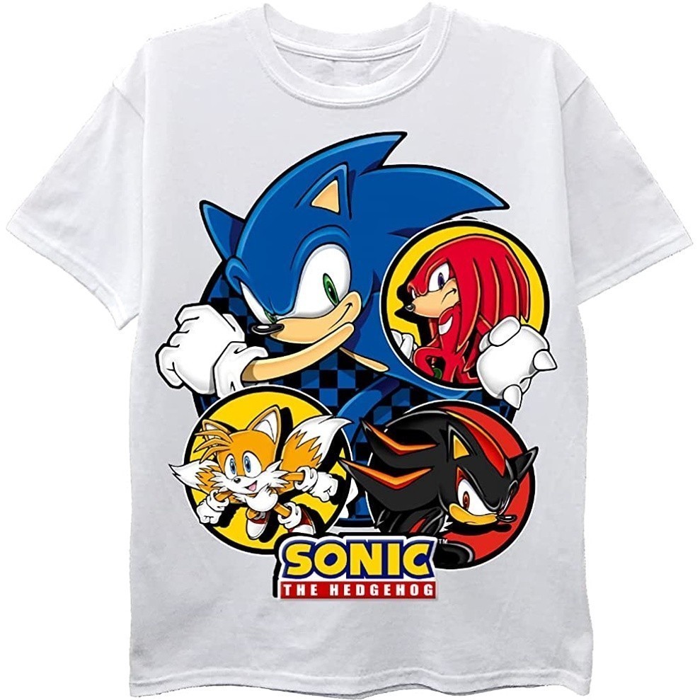 Kaos Sonic Sega The Hedgehog, Sonic, Tails, Knuckles Official Merchendise T-Shirt Baju Unisex Vintag
