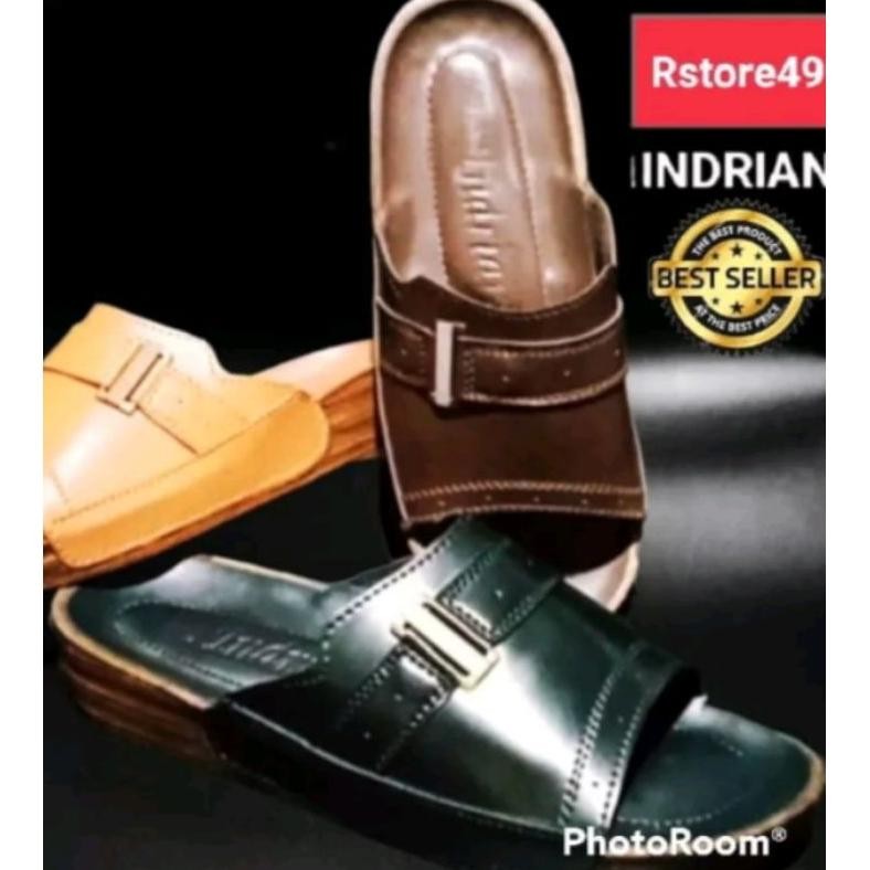 silahkan sandal pria indrian black and brown 437 original/sandal kulit pria/sandal pria indian kulit