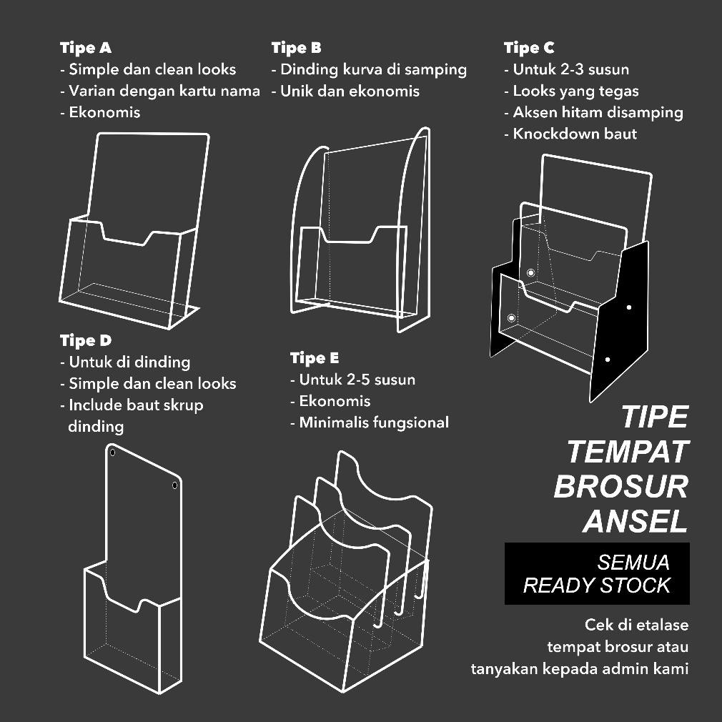 

Ready Ansel Tempat Brosur Akrilik / Acrylic Flyer Holder - A5 Horizontal - Tipe A Bening