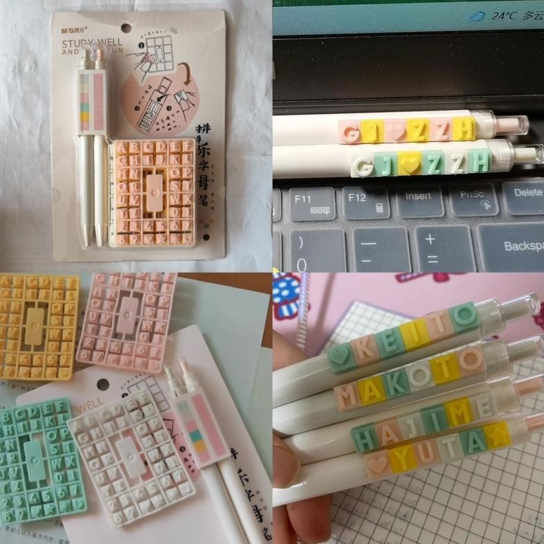 

Ready Diy Letter Gel Pen Set With Alphabet Number Blocks Pena Bisa Kasih Nama Personalized Pen