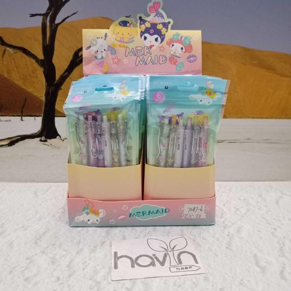 

Ready (6 Pc) Pen Gel Klik Cetek Pena Bungkus Kuromi Sanrio Lotso Cinnamoroll Labubu