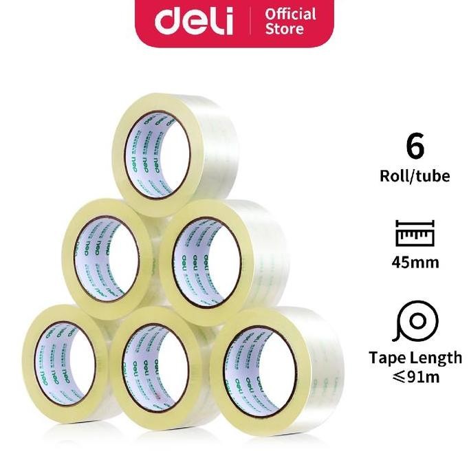 

Promo Deli Lakban bening 45mm x 60-100y 6-12pcs/roll tanpa pewangi 30901 30902 30133 COD