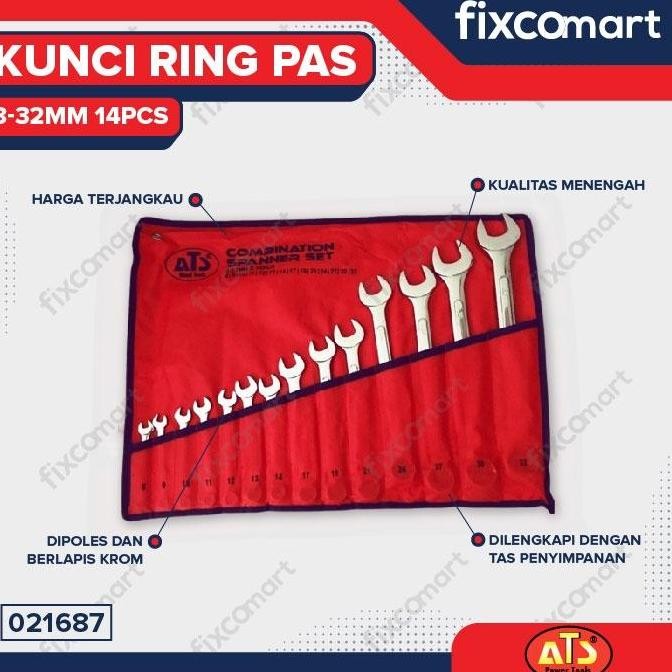 Spesial Kunci Ring Pas Ats Set 14 Pcs ( 8-32Mm)