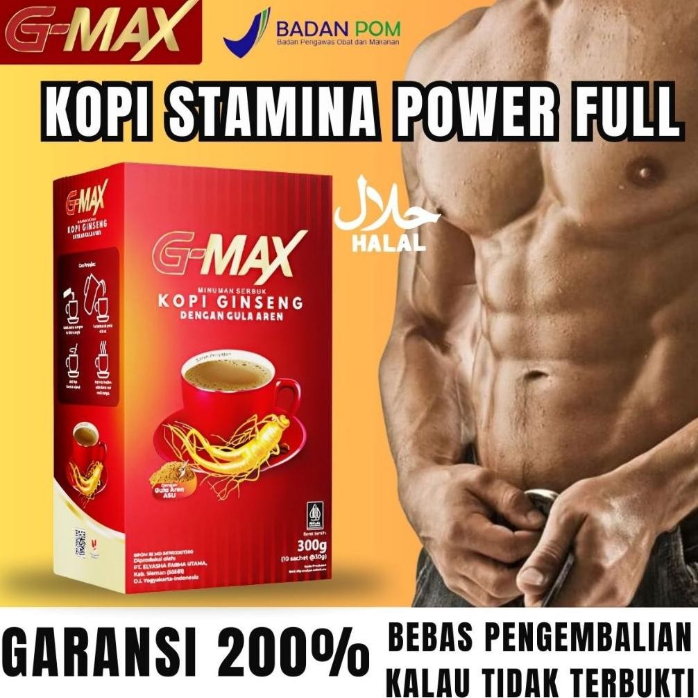 

Promo / Terlaris KOPI G-MAX-Kopi Gingseng Stamina Pria 1 Box isi 10 sachet Original BPOM Terbaik