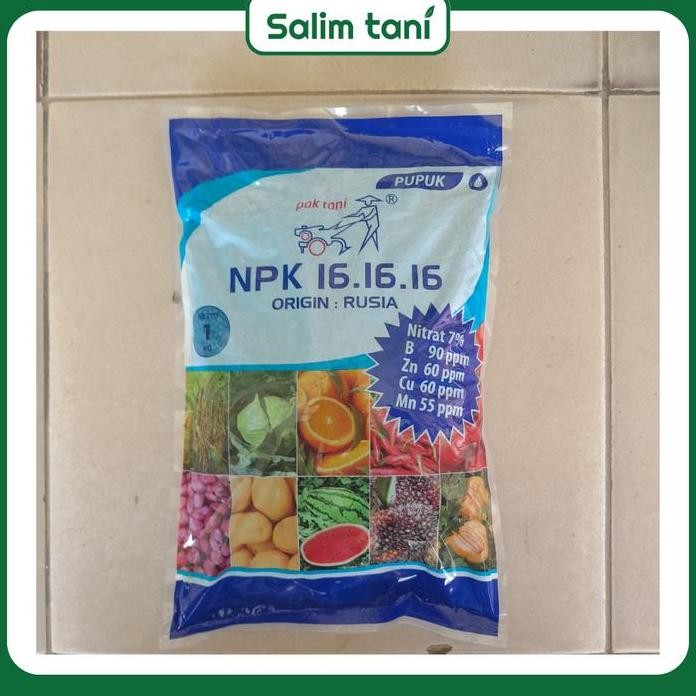 

Terlaris Pupuk Pak Tani Npk 16 16 16 Biru Origin Rusia Kemasan Pabrik 1 Kg