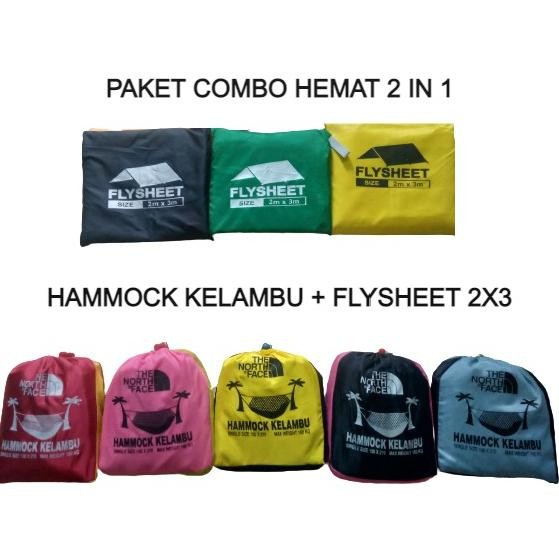 Ready Paket Hammock Kelambu + Flysheet 2X3 - Hammock Flysheet - Flysheet Hamok - Paket Hamok Plesit 