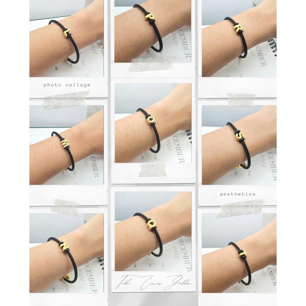 HJK Liontin Gelang Inisial Huruf Balok A-Z (TIDAK TERMASUK TALI GELANG) Emas Asli 8K Emas Muda 375 /