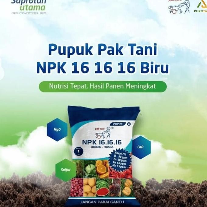 

Terlaris Pupuk Npk Pak Tani Mutiara 16-16-16 Penyubur Buah Bunga Daun 1Kg