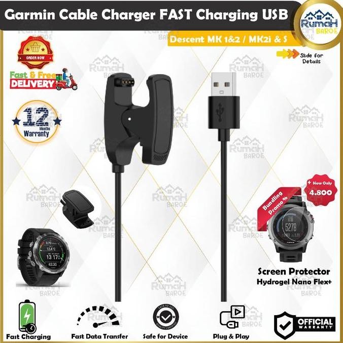 Kabel Charger Garmin Smartwatch Descent MK1/MK2/MK2i/MK2s Cable USB Charger Smartwatch ORI Quality