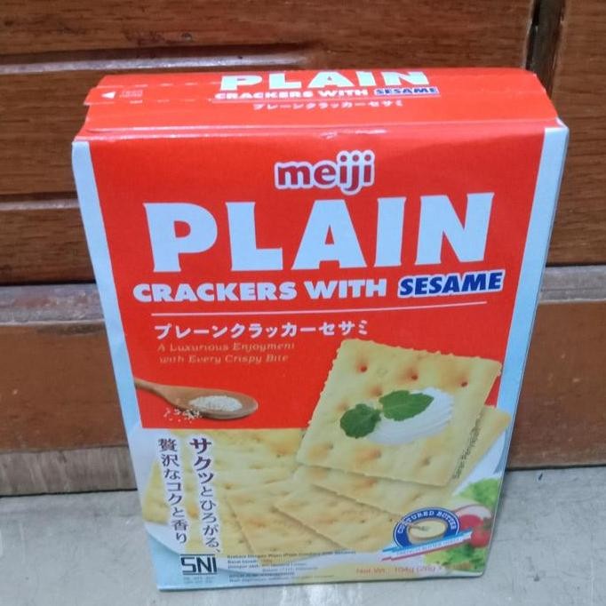 

Terlaris Meiji Plain Crackers With Sesame 104 Gr/Krekers Dengan Wijen/Krekers