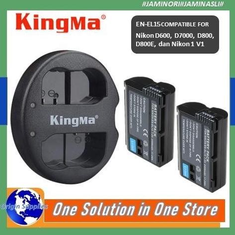 kingma charger + 2-pcs battery set en-el15 nikon d7000 d800 etc ori -