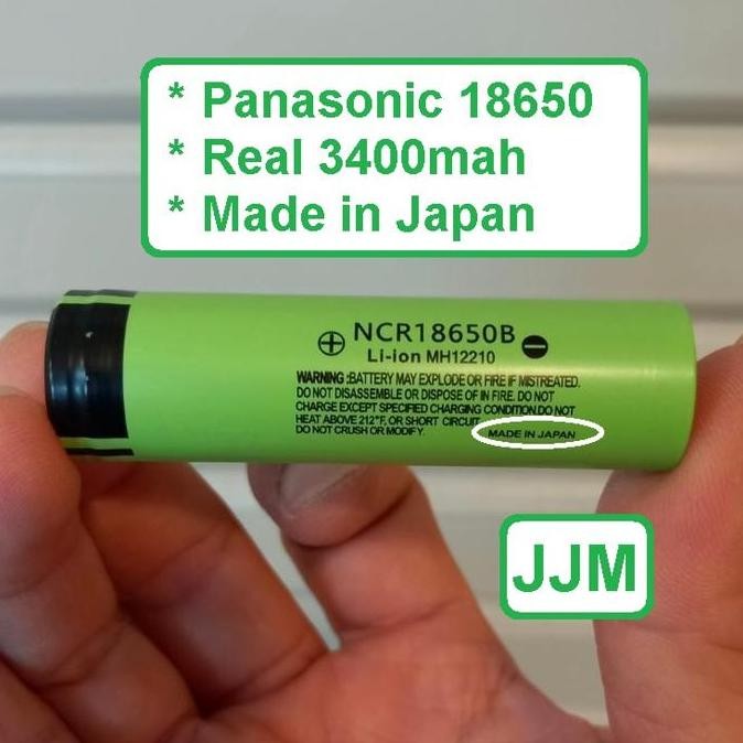 baterai panasonic 18650 batere laptop ncr 18650b 3400mah japan - batere cas ncr18650b asli jepang - 