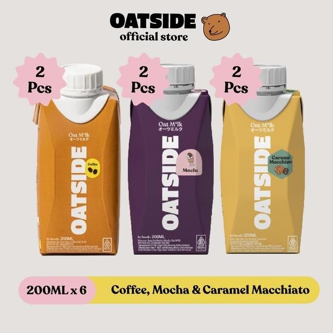 

Produk Baru!! OATSIDE Mix Cap Oat Milk Coffee Caramel Macchiato Mocha 200ml (6pcs) (Kemasan Tutup Botol) | Susu Oat Kopi Karamel Macchiato Moka