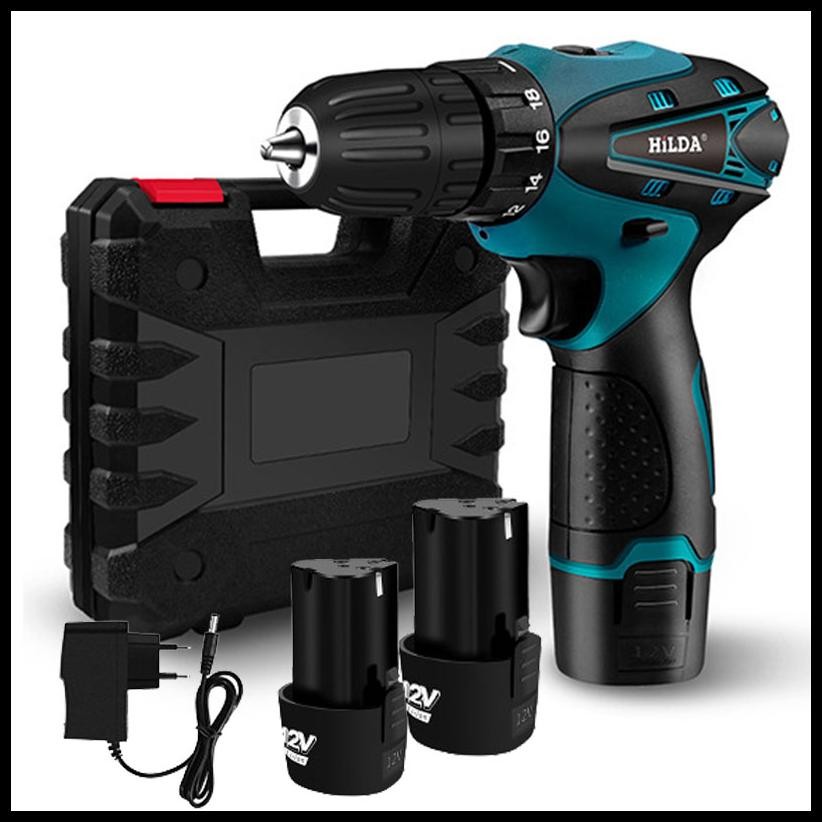 Ready Jiashili Perkakas Listrik Bor 12V Mesin Bor Baterai Cordless Bor Listrik Electric Drill Cordle