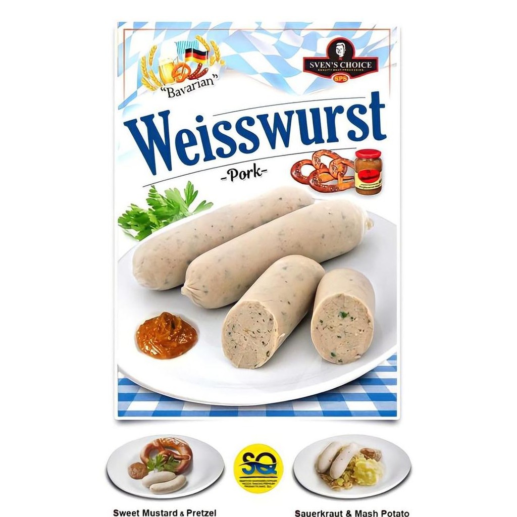

PORK SAUSAGES SOSIS BABI PREMIUM WEISSWURST BAVARIAN 180GR ISI 3 BIJI TERMURAH