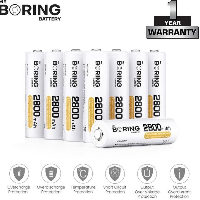 my boring battery aa 2800 mah 8 pack baterai aa rechargeable ori -