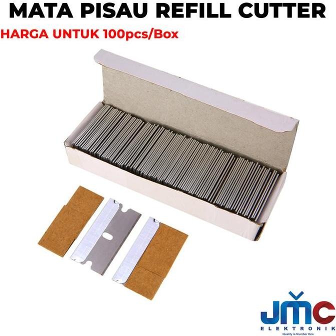

baru 100pcs mata pisau refill cutter pembersih lem sticker scraper pengupas
