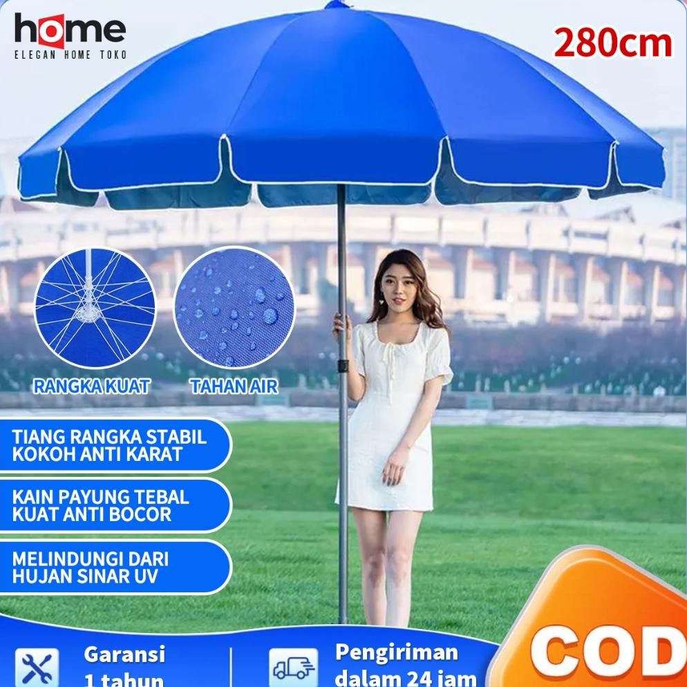 Ready stock Payung Tenda 180cm-280 cm Payung Jualan Lapak Tenda Payung Pantai Jumbo Besar dengan Sar