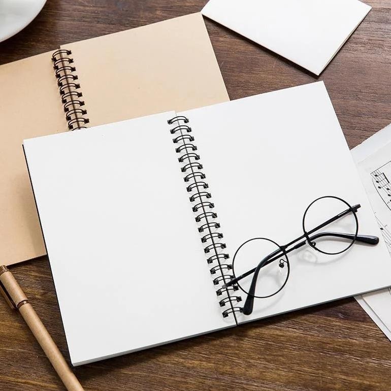 

100 Pages/ 50 Sheets Soft Cover Spiral Blank Sketch Books Pad Notepad Notebook Book Ideal For Writing, Planning, Drawing