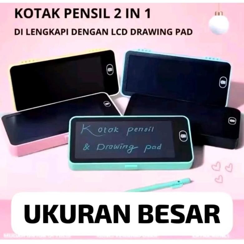 

Er-90 Pom Kotak Pensil Case Lcd Writing Drawing Box Case Pencil Drawing Pad Edukasi 2In1