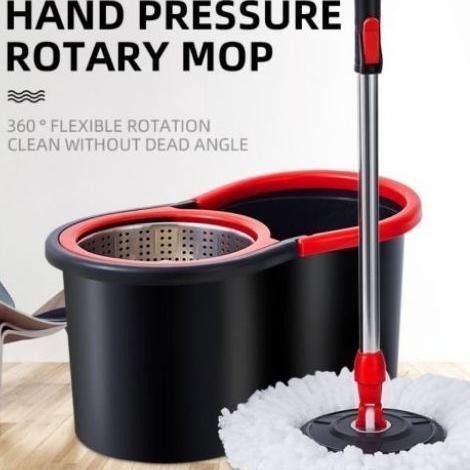TB02 Alat Pel Lantai Spin Mop Pel-Pelan Supermop Ultra Mop Alat Pengepel Lantai Putar Free 2 Kain