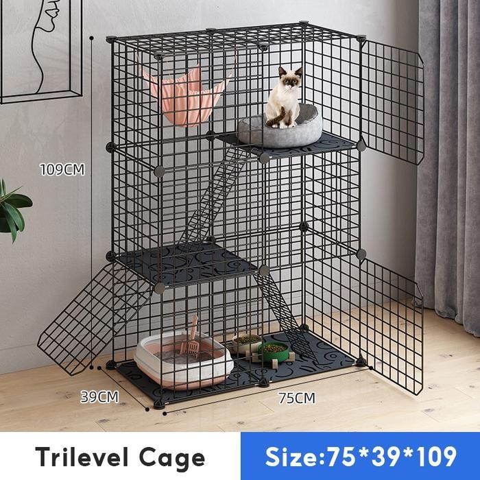 1 Set Kandang Kucing Besar Pagar Kucing Pembatas Tingkat Kandang Hewan Peliharaan Kandang  Kucing Ka