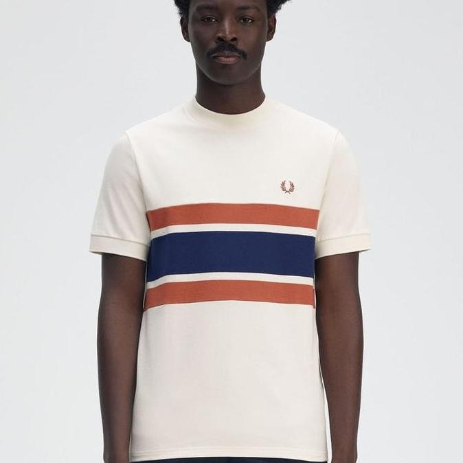 Promo Fred Perry - Fred Perry Panelled T-Shirt - Light Ecru