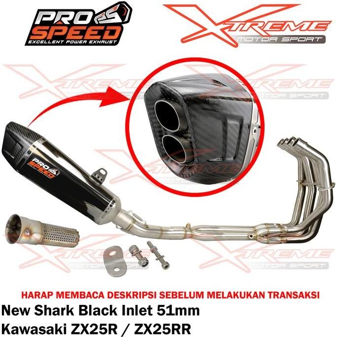 Knalpot Prospeed Shark Black Kawasaki ZX25R 4 Cylinder Fullsystem