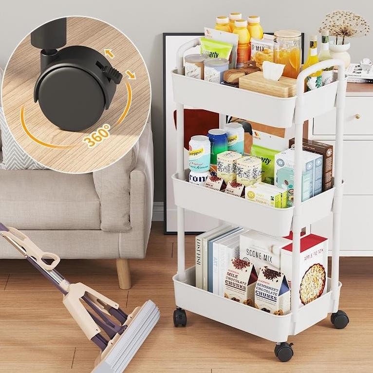 HANA TROLLEY 3 SUSUN / TROLI / RAK TROLI / RAK SUSUN / RAK RODA / RAK DAPUR / RAK DORONG / RAK TROLI