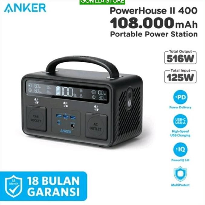 New Anker Powerstation Powerhouse Ii 400 Black - A1730
