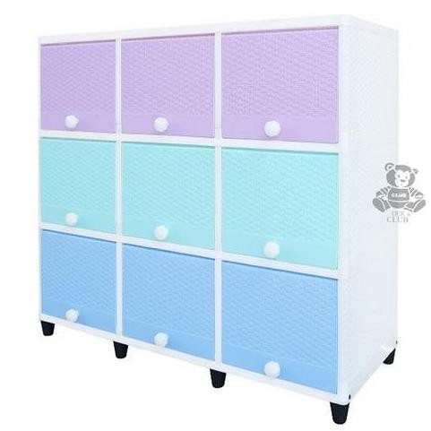 Club Lemari Plastik Triple Flip 3 Susun Meja TV Rotan Buffet TV Laci 9 Pintu Kotak Rak TV