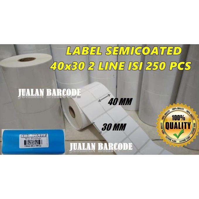 

new stiker label bare semie 40x30 2 line + ribbon wax 110x70