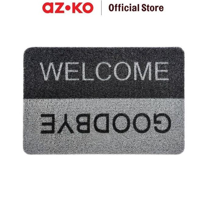 Promo AZKO Krisbow 40X60 cm Keset Pintu Pvc Welcome And Goodbye - Abu Abu Keset Keset Welcome Keset 