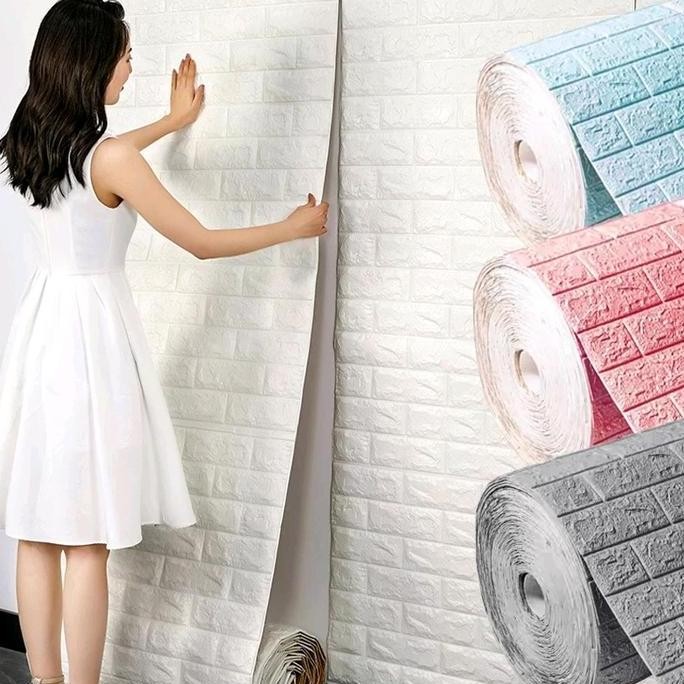 Promo Grosir Wallpaper dinding 3D Roll Motif bata COD