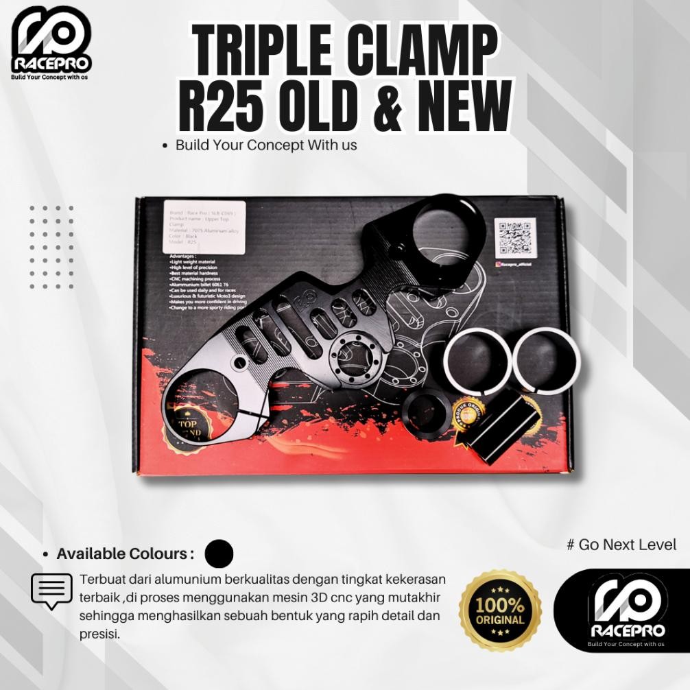 Triple Clamp Racepro YAMAHA R25 Old & New Segitiga Atas Racepro Triple Clamp R25 Old R25 New