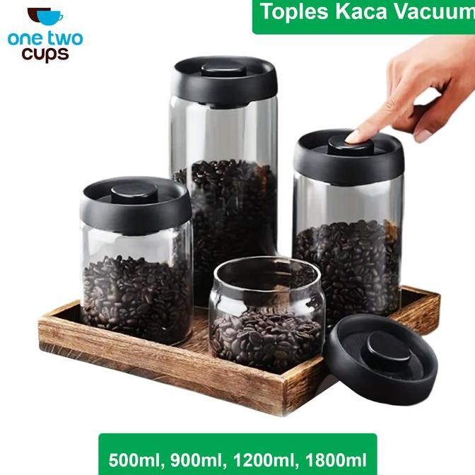 

ONE TWO CUPS TOPLES KACA VACUUM SEALED PENYIMPANAN BIJI KOPI KUE - SE41 TERMURAH