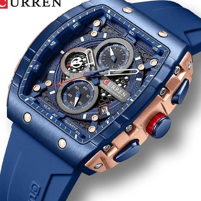 Grosir Jam Tangan Pria Analog Tali Silicone Chronograph Curren 8442