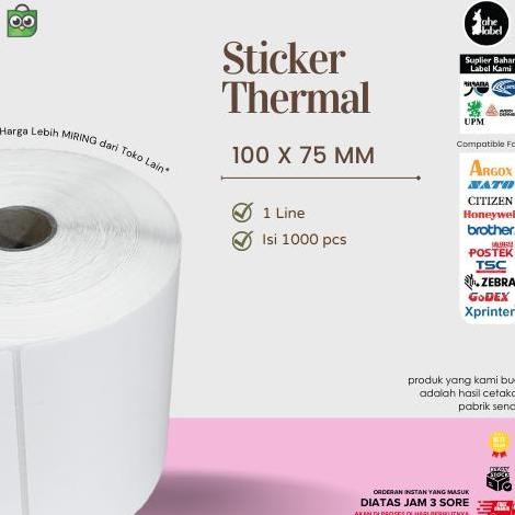 

new label stiker bare 100x75 mm direct thermal 1000 pcs